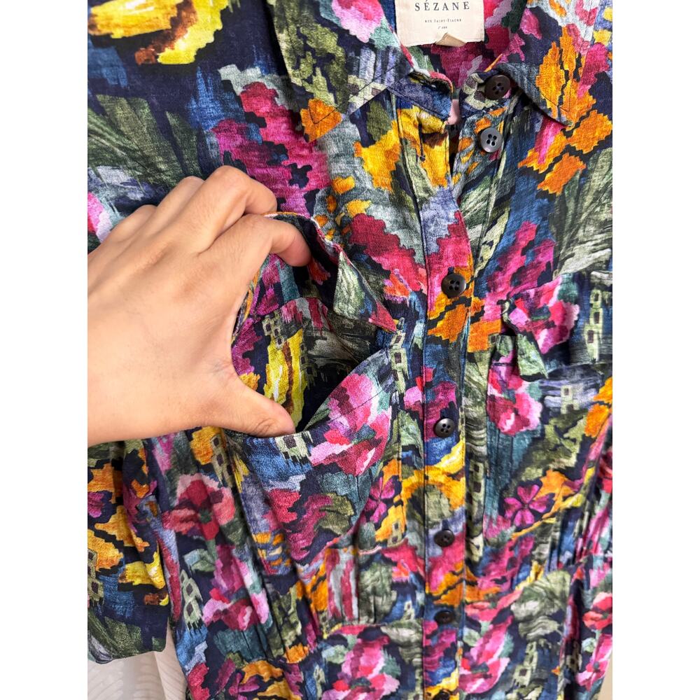 Sezane Laurette Dress Floral Multicolor Print Parisian Feminine Size 38 Medium - Picture 8 of 16